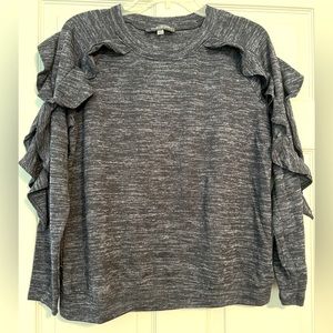 August Silk ruffle sleeve sweater.  Size Medium